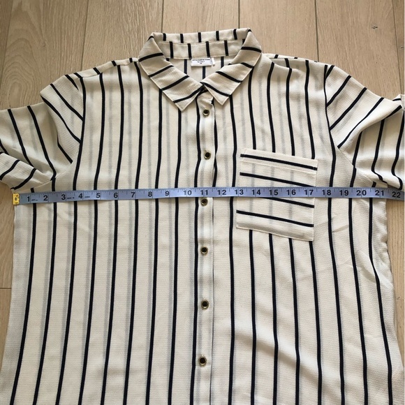 Jacqueline de Yong by Only Cream & Navy Striped Shirt Size 40 Small - Picture 10 of 13